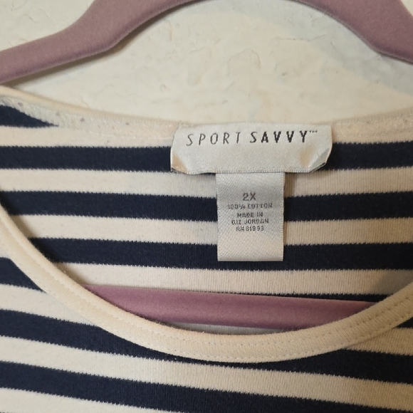 Striped Navy and White Short Sleeve Tee - Picture 2 of 6